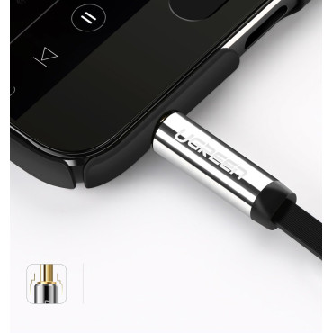 Câble plat Cordon audio audio 3.5mm Mini jack 2m argent