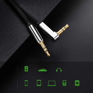Plattkabel AUX-ljudkabel 3.5mm Mini Jack 3m Silver