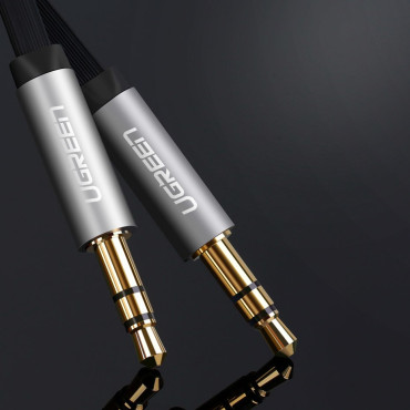 Plattkabel AUX-ljudkabel 3.5mm Mini Jack 3m Silver