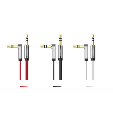 Plattkabel AUX-ljudkabel 3.5mm Mini Jack 3m Silver