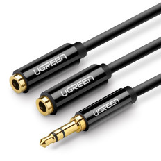 Distributer 2x kabel za slušalke AUX 3.5mm Mini Jack 25cm Black