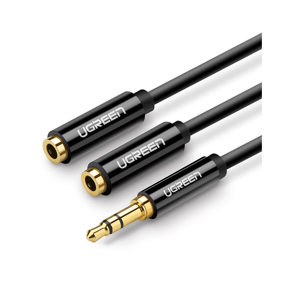 Distributer 2x kabel za slušalke AUX 3.5mm Mini Jack 25cm Black
