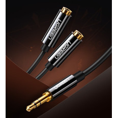 Distributør 2x AUX Hodetelefonkabel 3.5mm Mini jack 25cm svart