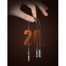 Distribuidor 2x Cable auricular AUX 3.5mm Mini Jack 25cm negro