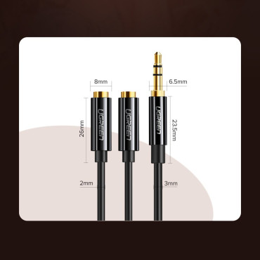 Distributer 2x kabel za slušalke AUX 3.5mm Mini Jack 25cm Black