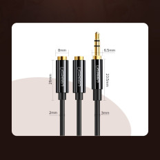 Distributer 2x kabel za slušalke AUX 3.5mm Mini Jack 25cm Black
