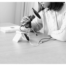 Distribuidor de fone de ouvido 3.5mm Mini Jack Aux + Microfone Estéreo 20cm Prata