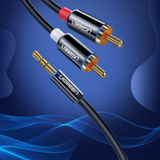 Audio kabeļu kabelis 3.5mm Mini jack - 2rca 3m melns