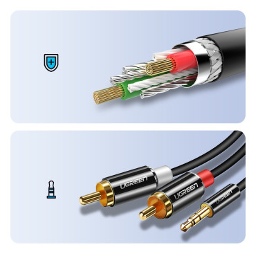 Lydkabelkabel 3.5mm MINI JACK - 2RCA 3M Sort