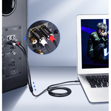 Audio kabeļu kabelis 3.5mm Mini jack - 2rca 3m melns