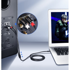Audio kabeļu kabelis 3.5mm Mini jack - 2rca 3m melns