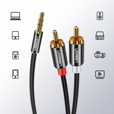 Audio kabeļu kabelis 3.5mm Mini jack - 2rca 3m melns