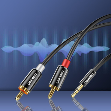 Audio kabeļu kabelis 3.5mm Mini jack - 2rca 3m melns
