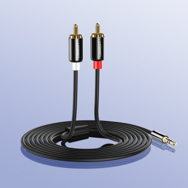 Audiokábel kábel 3.5mm Mini jack - 2RCA 3m fekete
