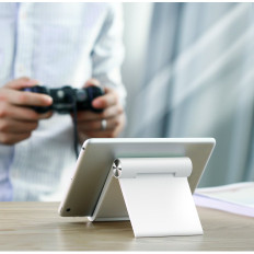 Desk adjustable stand on phone stand on white tablet