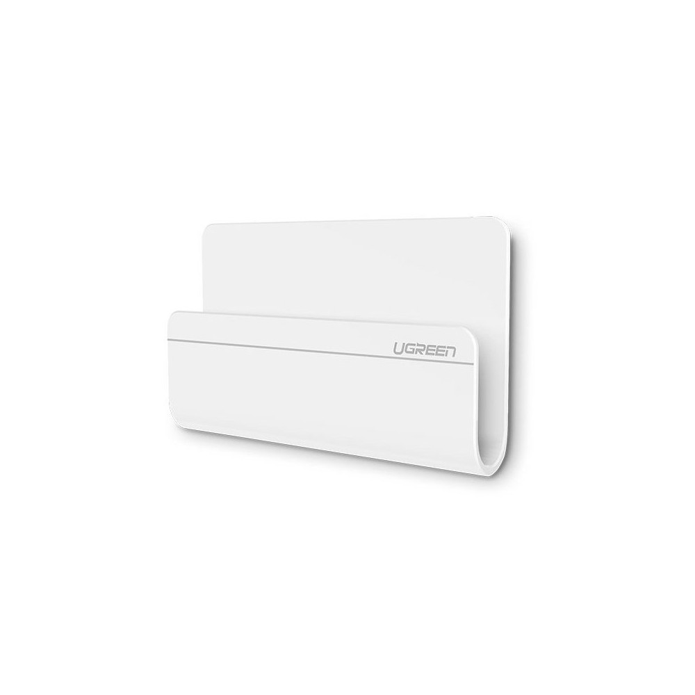 Wall bracket shelf on the phone tablet on white charging smartphone