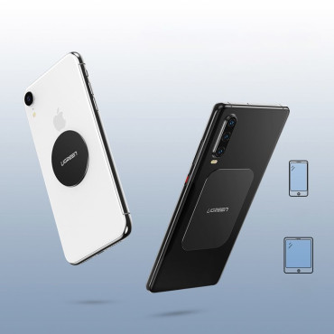Metalen plaat voor magnetische handvatten op de telefoon Smartphone Zwart Set 2pcs.