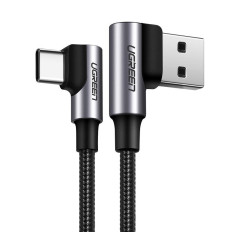 Leņķveida kabeļu vads USB (USB-C Quick Charge 3.0 0.5m pelēks