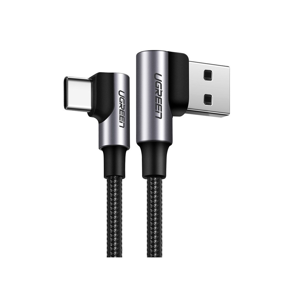 Leņķveida kabeļu vads USB (USB-C Quick Charge 3.0 0.5m pelēks