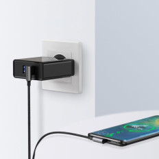 Leņķveida kabeļu vads USB (USB-C Quick Charge 3.0 0.5m pelēks