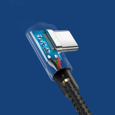 Leņķveida kabeļu vads USB (USB-C Quick Charge 3.0 0.5m pelēks