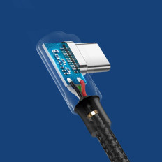 Leņķveida kabeļu vads USB (USB-C Quick Charge 3.0 0.5m pelēks