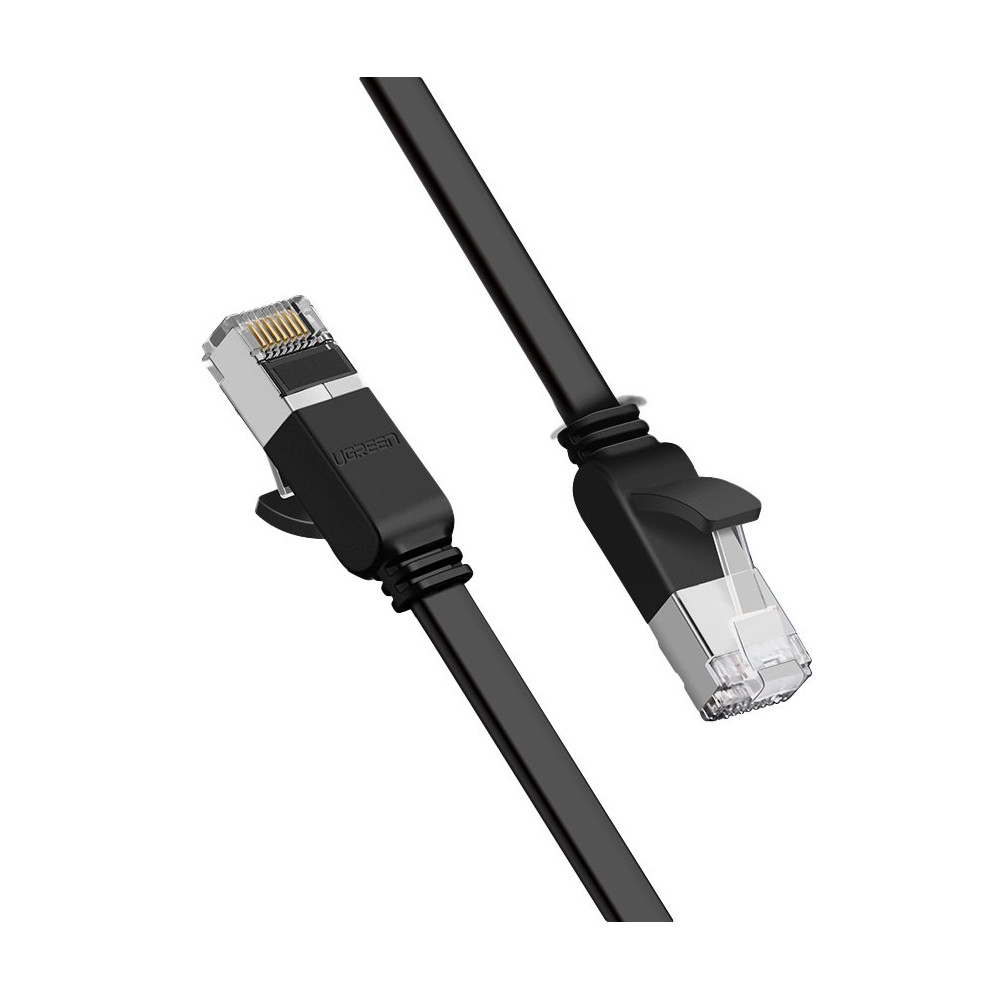 Flat PatchCord Cable UTP Nätverkskabel RJ45 CAT 6 1000Mbps 2m Svart