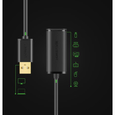 Extension Cable USB 2.0 480Mbps 5m svart kabel