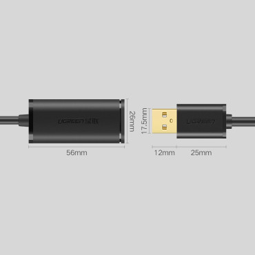 Laajennuskaapeli USB 2.0 480Mbps 10m musta kaapeli