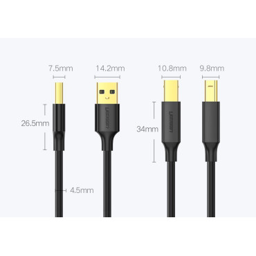 Káblový kábel pre tlačiareň USB 2.0 - USB-B 1.5m Čierna