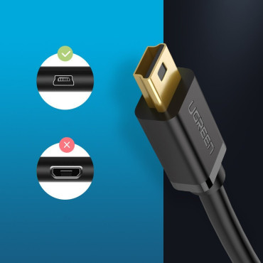 Kabeļu USB kabelis - mini USB 480 Mbps 1.5m Black