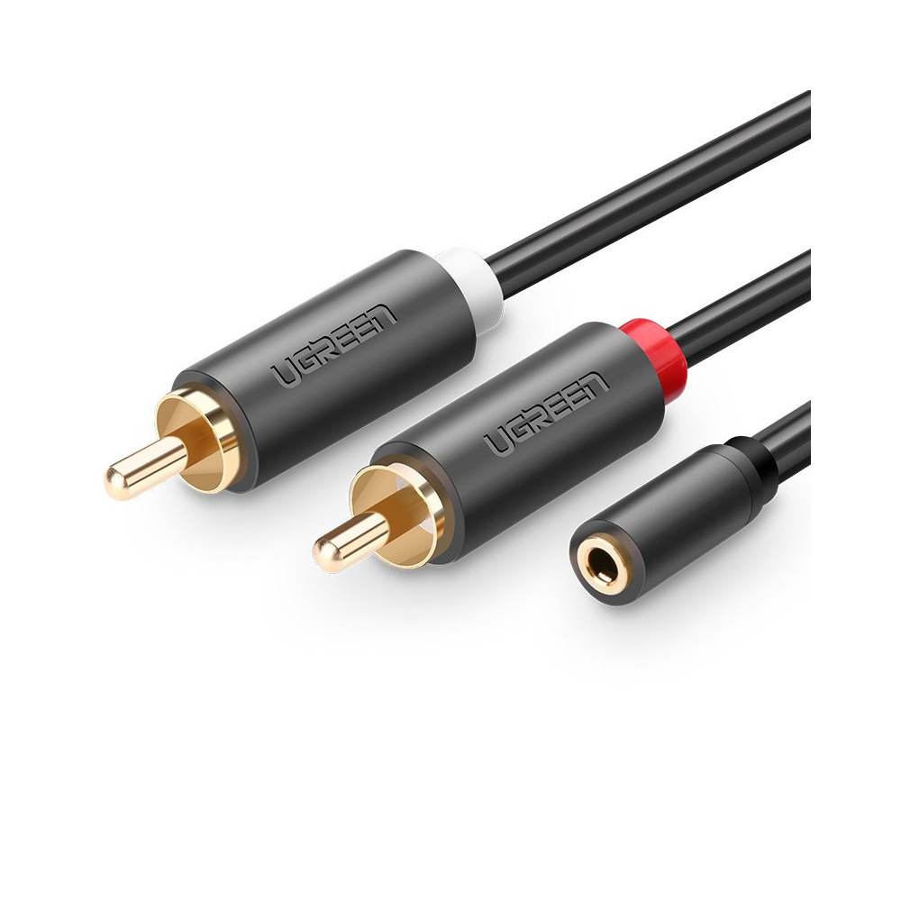 Audio kabelový kabel 3.5mm Mini ženský jack - 2rca samec 25cm šedá