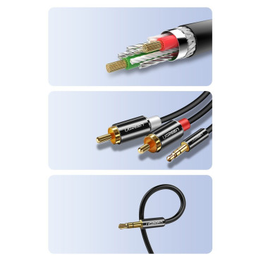 Lydkabelkabel 3.5mm Mini Jack - 2rca 2m svart