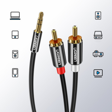 Audiokábel kábel 3.5mm Mini Jack - 2RCA 2M fekete