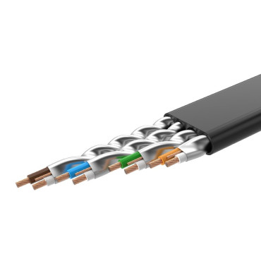 Plakanas patchcord kabelis LAN kabelis LAN STP RJ45 CAT 7 10Gbps 3m melns