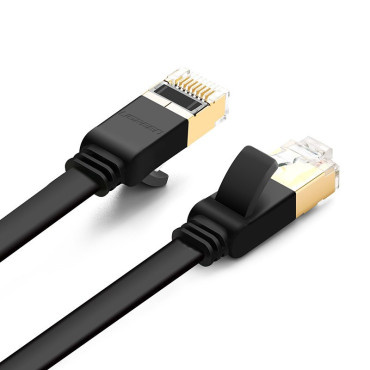 Câble de câble de câble plat de Patchcord plat LAN STP RJ45 CAT 7 10GBPS 10M Noir