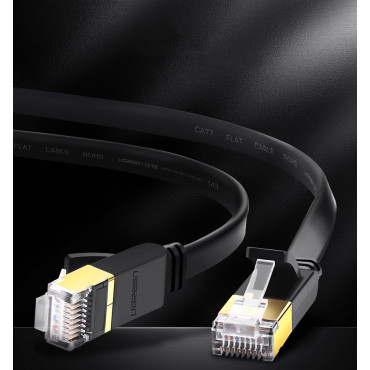 Liso Patchcord Cable LAN Cabo LAN STP RJ45 Cat 7 10Gbps 10m Preto