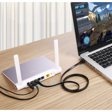 Ploščati patckord kabel LAN kabel LAN STP RJ45 CAT 7 10Gbps 10m črna