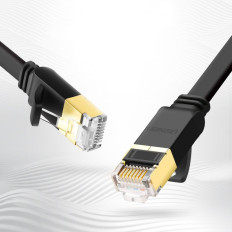 Liso Patchcord Cable LAN Cabo LAN STP RJ45 Cat 7 10Gbps 10m Preto