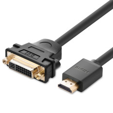 Kabeļu vadu adaptera adapteris DVI sieviete - HDMI vīrieši 22cm melns