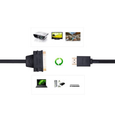 Kabeļu vadu adaptera adapteris DVI sieviete - HDMI vīrieši 22cm melns