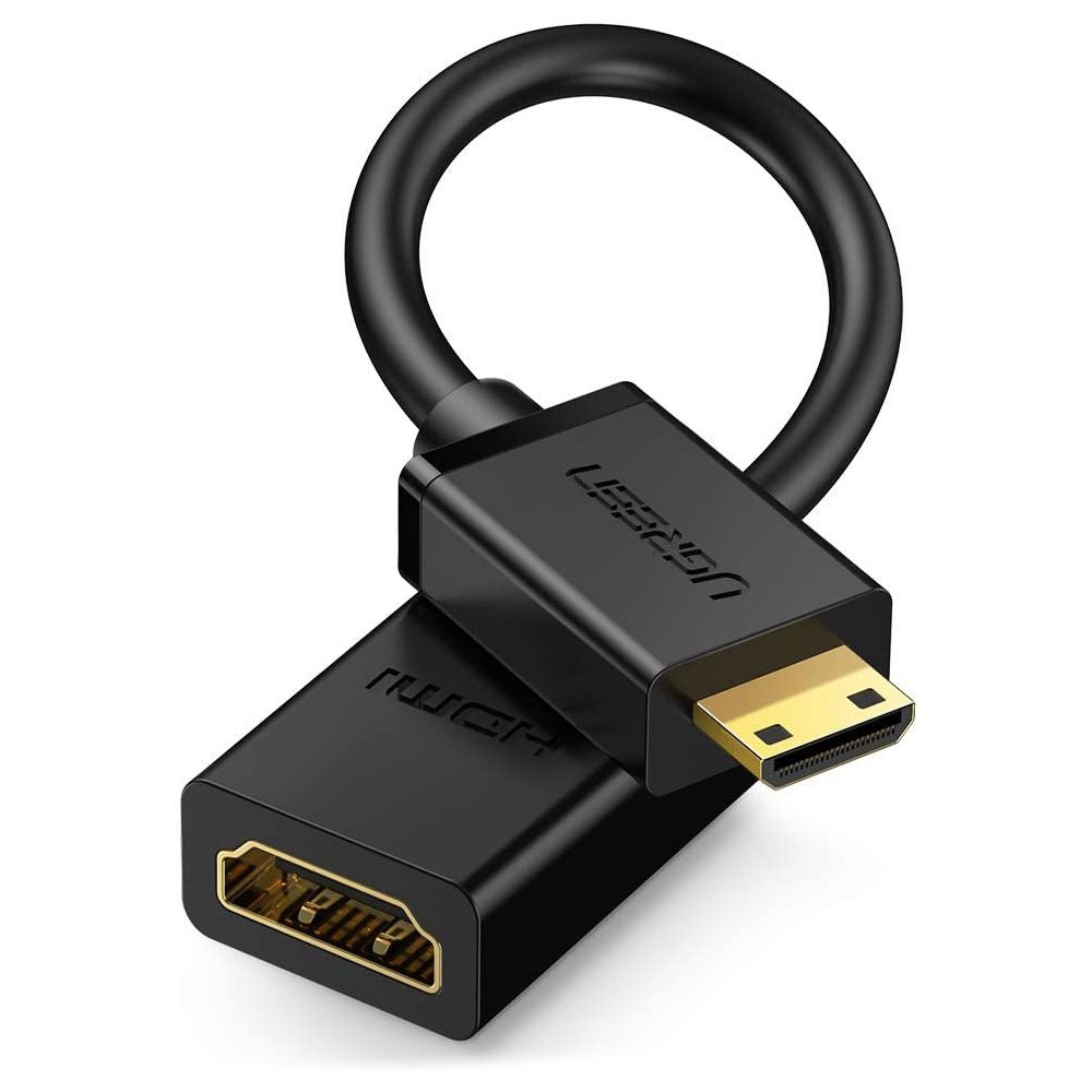 Adaptador Adaptador HDMI Cable hembra - Mini HDMI Hombre 4K 60Hz HEC ARC 22CM Negro