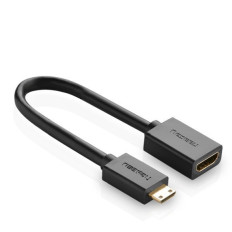 Adapteradapter HDMI Kvinne Kabel - Mini HDMI Menn 4K 60Hz HEC Arc 22cm Svart