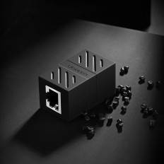 Tinklo jungties tinklo kabelių jungtis Ethernet RJ45 10Gbps juoda
