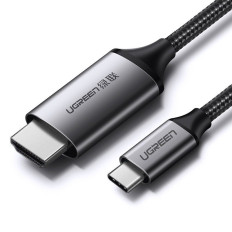 Kabel-HDMI-Adapterkabel - USB-C 4K 60Hz 1.5m schwarz und grau