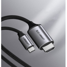 Kabel-HDMI-Adapterkabel - USB-C 4K 60Hz 1.5m schwarz und grau