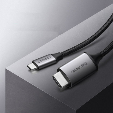 Kabel-HDMI-Adapterkabel - USB-C 4K 60Hz 1.5m schwarz und grau