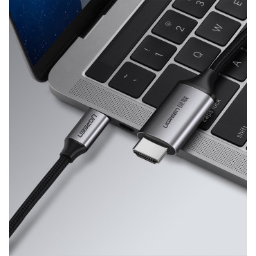 Kabel-HDMI-Adapterkabel - USB-C 4K 60Hz 1.5m schwarz und grau