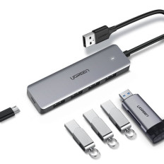 HUB USB-Anschluss-Splitter - 4x USB 3.2 mit Micro USB USB-Poster