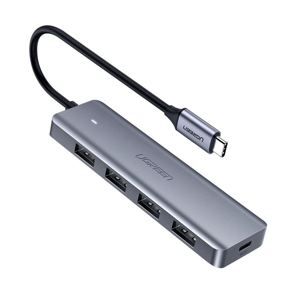 Hub USB-C ločilo - 4x USB 3.2 s sivo power Port Gray